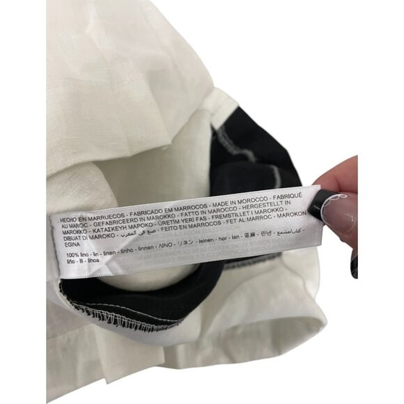 Massimo Dutti Womens Midi Dress XS White Black Linen Sleeveless 6698/231 NWT - Picture 6 of 9